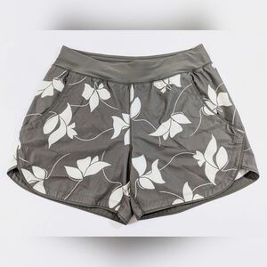 Lands' End Women's Swim Board Shorts Size 10, Gray Off-White Pockets, UPF 50+